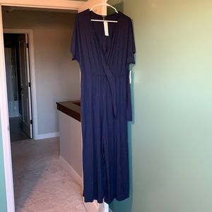 Navy Soloiste Marissa Knit Crop Jumpsuit